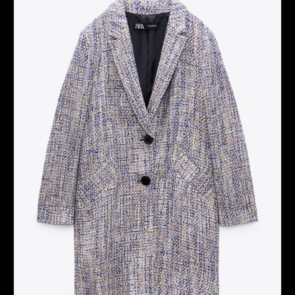 NWT Zara Blue Textured Coat